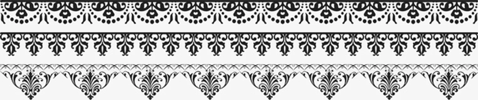 矢量三层黑色蕾丝花边免抠