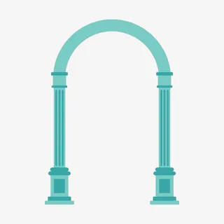 蓝色石柱拱门免抠