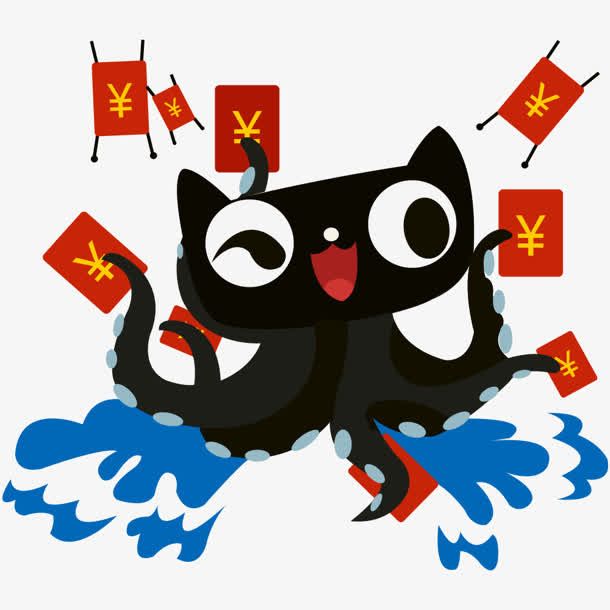 手绘卡通红包天猫免抠