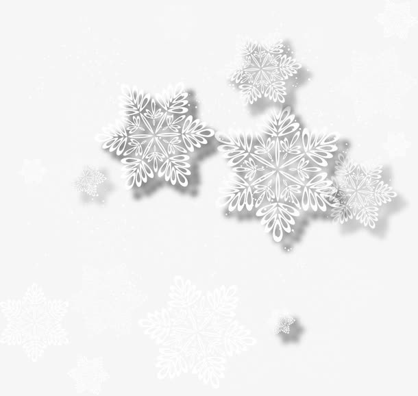 白色漂浮雪花免抠