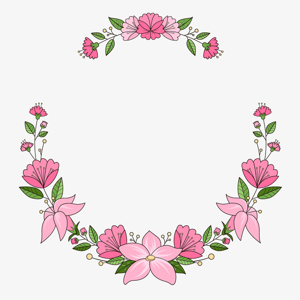 粉色花朵植物圆环免抠