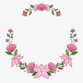 粉色花朵植物圆环免抠