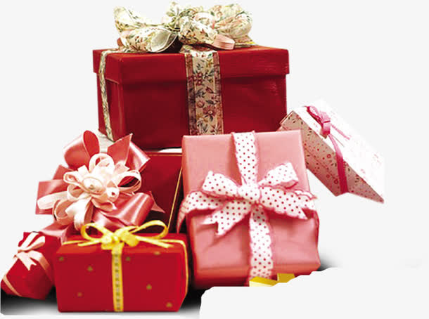 红色促销春天礼盒免抠