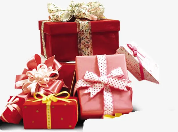 红色促销春天礼盒免抠