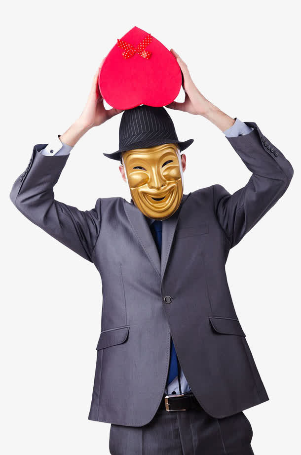 礼物盒放在头顶的神秘人免抠