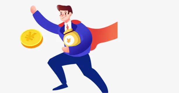 插画小人领金币免抠