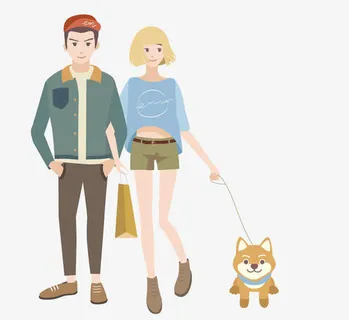 情侣卡通人物png免抠