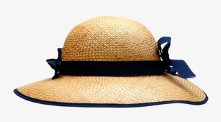 卡其色遮阳装黑色绑带草帽女实物免抠