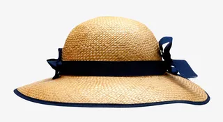 卡其色遮阳装黑色绑带草帽女实物免抠