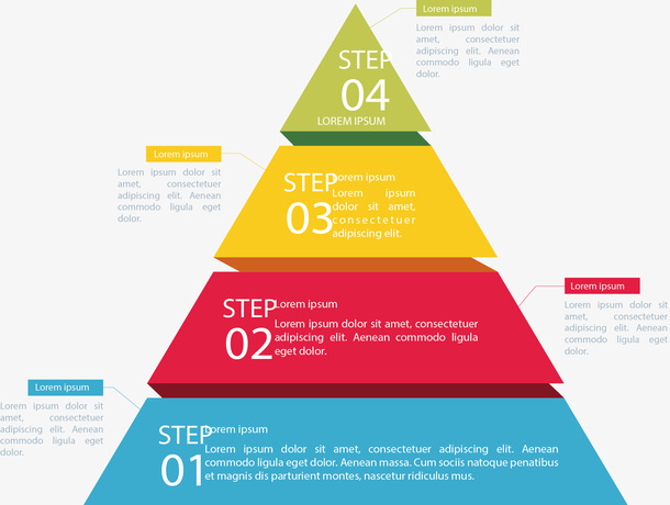 彩色三角信息图表免抠