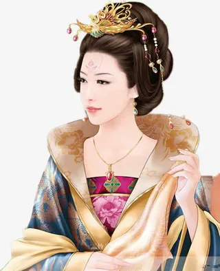 雍容古代妃子手绘背景