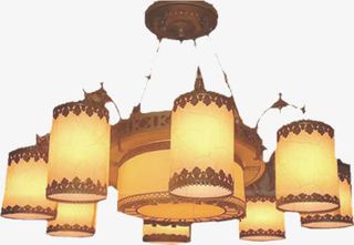 手绘创意合成效果黄色的灯笼免抠