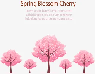 春季粉色樱花树矢量素材免抠