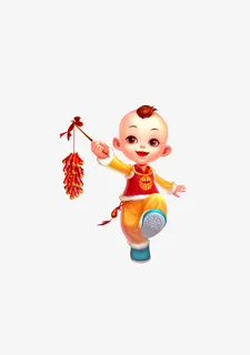 新年男孩鞭炮免抠