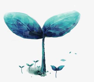 春天梦幻植物发芽蓝色免抠动植物植物元素