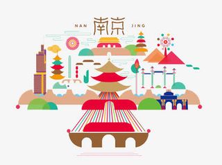 卡通南京建筑南京大桥免抠