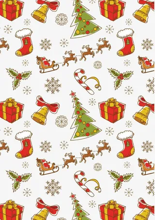 麋鹿圣诞树铃铛礼物盒袜子免抠