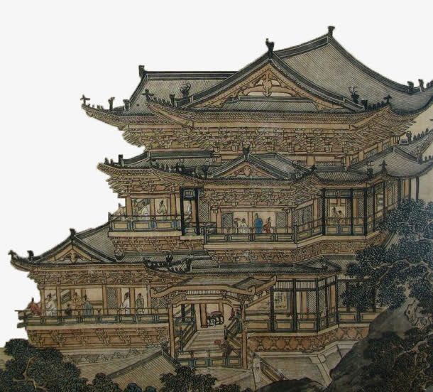 滕王阁一角免抠