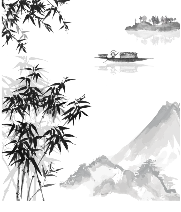 免扣PNG水墨画古风风景背景高清