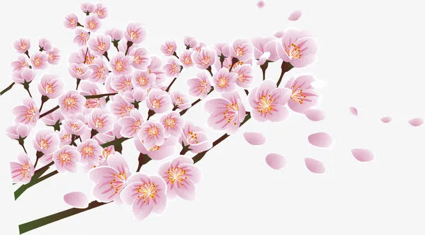 粉色桃花漂浮设计免抠
