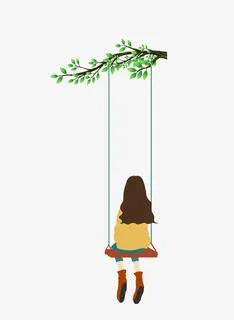 春天踏青女孩绿色叶子简约免抠动植物植物元素