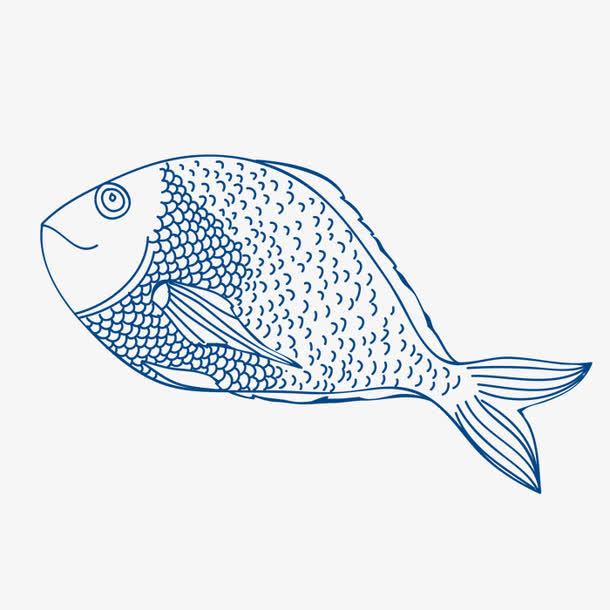手绘鱼线图免抠