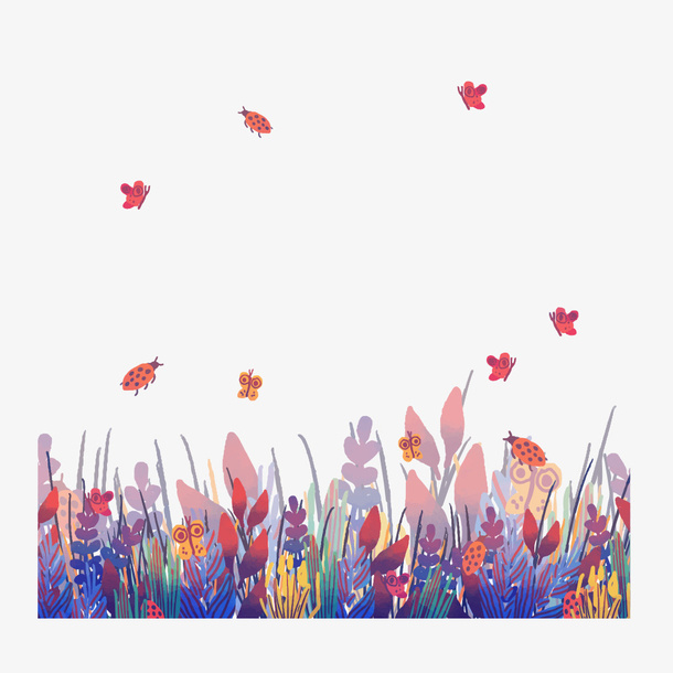 浪漫花园花朵图案免抠