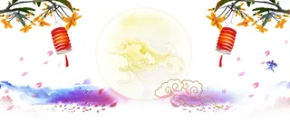 中秋节电商中国风红色banner高清