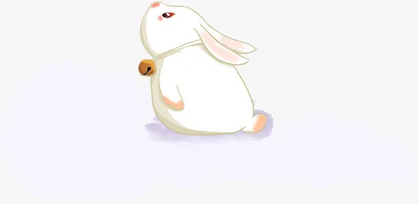 白色手绘中秋玉兔免抠