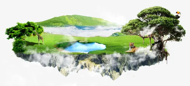 梦幻般悬浮岛免抠