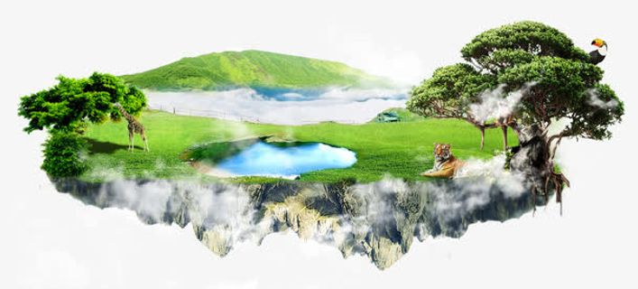 梦幻般悬浮岛免抠