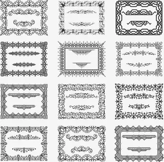 复古欧式花藤边框免抠