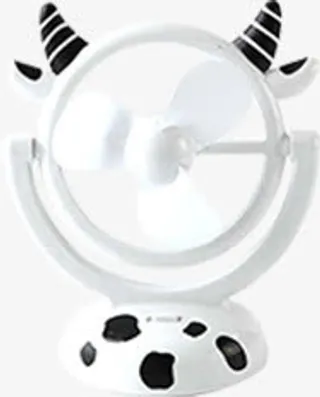 夏日卡通白色奶牛风扇免抠