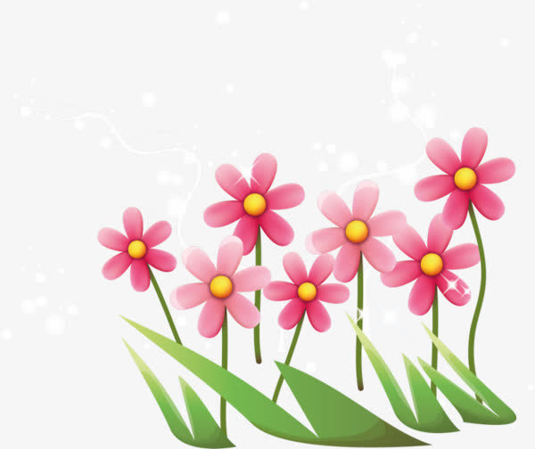 卡通简约小花绿草免抠