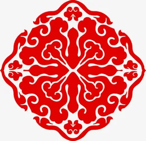 传统元素红色剪纸免抠