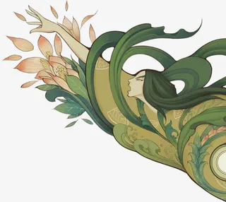 中国风女子莲花免抠