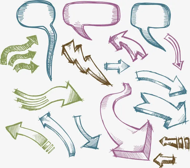 手绘对话框箭头素材免抠
