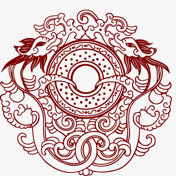 双龙图腾设计免抠