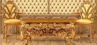 淘宝金碧辉煌家居桌子椅子金色海报背景高清