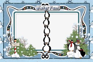 卡通手绘蓝色简约边框免抠