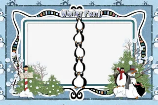 卡通手绘蓝色简约边框免抠