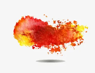 红色系泼墨水彩图案免抠