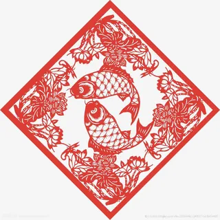 两条鲤鱼的剪纸图免抠