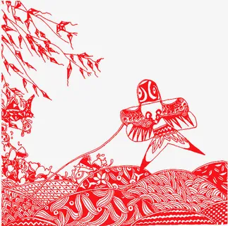 放风筝剪纸免抠