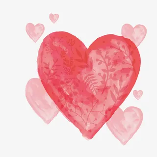 树枝水彩心免抠