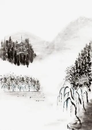 水墨画山水画免抠