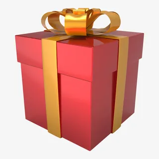 红色礼盒金色丝带免抠