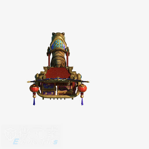 手绘老虎复古红色小车免抠