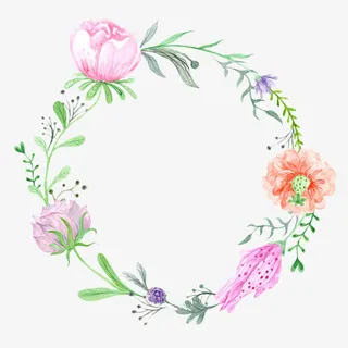 手绘鲜花花环免抠