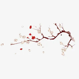 灰色渐变梅花植物春节元素免抠